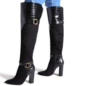 Over the Knee Roxanne Snake/Suede boot